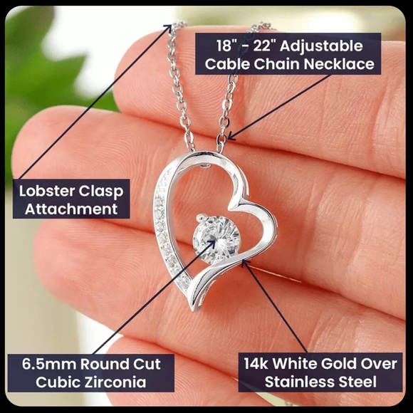 Christmas Necklace Love Pendant Jewelry with Message Card and Gift LED Box. - Picture 3 of 5